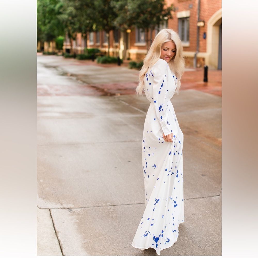 Sheer Purple‎ paint splatter maxi dress